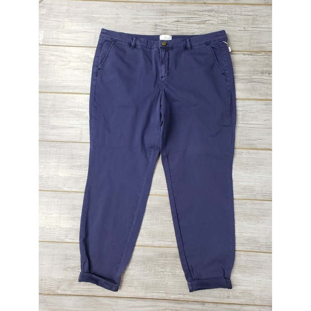 N.O. Nordstrom Mens 16W Navy Chino Pants Cropped Cuffed Flat Front New